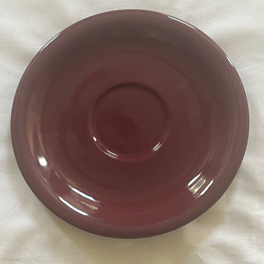 Eddie Bauer Home Burgundy Stoneware Saucer Plate Round Maroon Glossy Indonesia